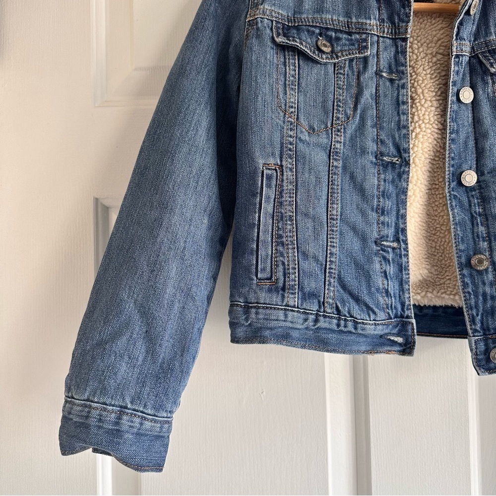 GAP Kids Sherpa Denim Icon Jacket large - Picture 2 of 5